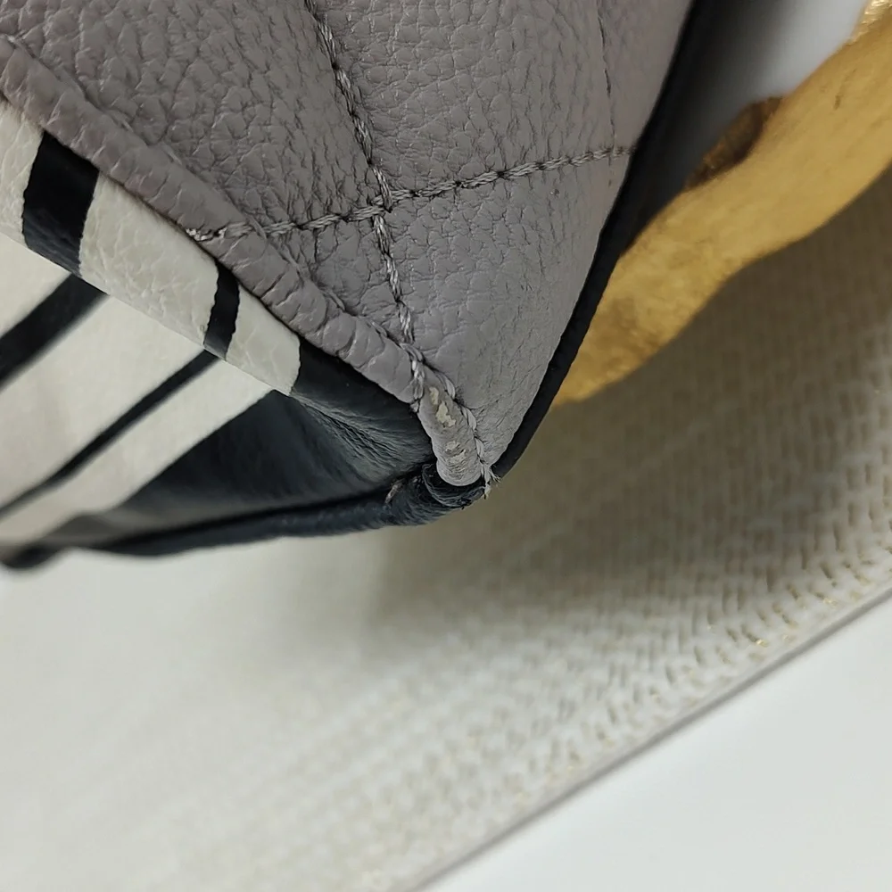 Betsey Johnson gray, black and white stripe quilted faux leather versatile purse - Picture 12 of 12